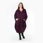  Ballonmantel von AKH Fashion aus Materialmix, 1365.06986, Schwarz-Fuchsia, Raute, Schick