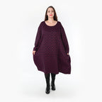  Ballonkleid von AKH Fashion aus Materialmix, 1365.06859, Schwarz-Fuchsia, Raute, Schick