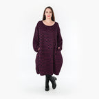  Ballonkleid von AKH Fashion aus Materialmix, 1365.06859, Schwarz-Fuchsia, Raute, Schick