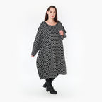  Ballonkleid von AKH Fashion aus Materialmix, 1365.06859, Schwarz-Weiß, Raute, Schick