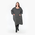  Ballonkleid von AKH Fashion aus Materialmix, 1365.06859, Schwarz-Weiß, Raute, Schick