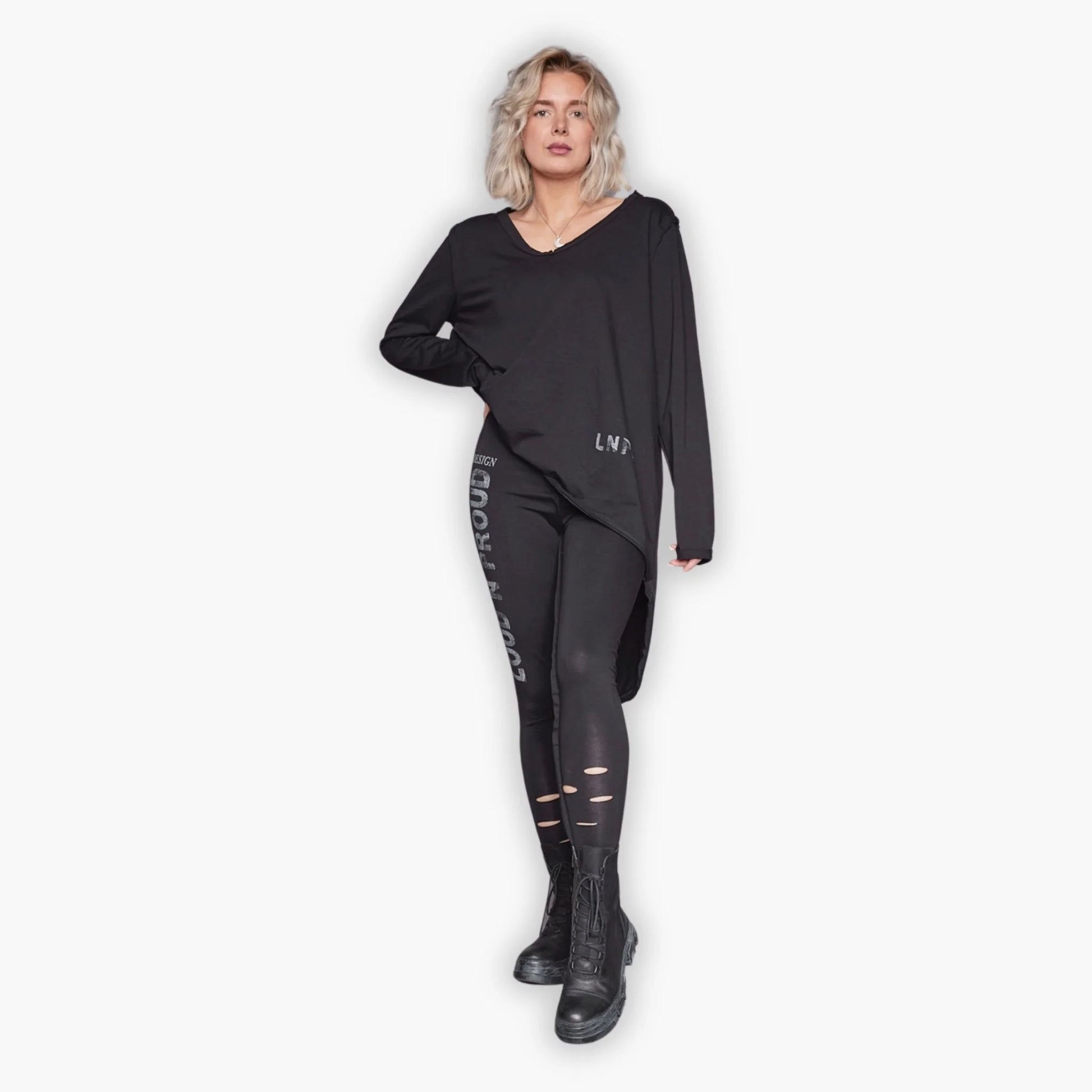  Leggings von Loud N Proud aus Baumwolle in gerader Form, LNP012, Schwarz, Schick, Modern