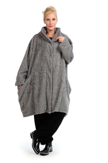  Kuschelige Ballonjacke in Astrakan-Optik mit Kapuze für lässigen Plus Size-Lagenlook