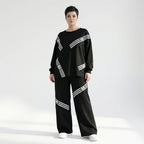 Zweiteiler im Oversize-Design aus French Terry mit Printdetails in Schwarz-Weiß von B-One – jetzt bei Modeare entdecken