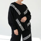 Zweiteiler im Oversize-Design aus French Terry mit Printdetails in Schwarz-Weiß von B-One – jetzt bei Modeare entdecken