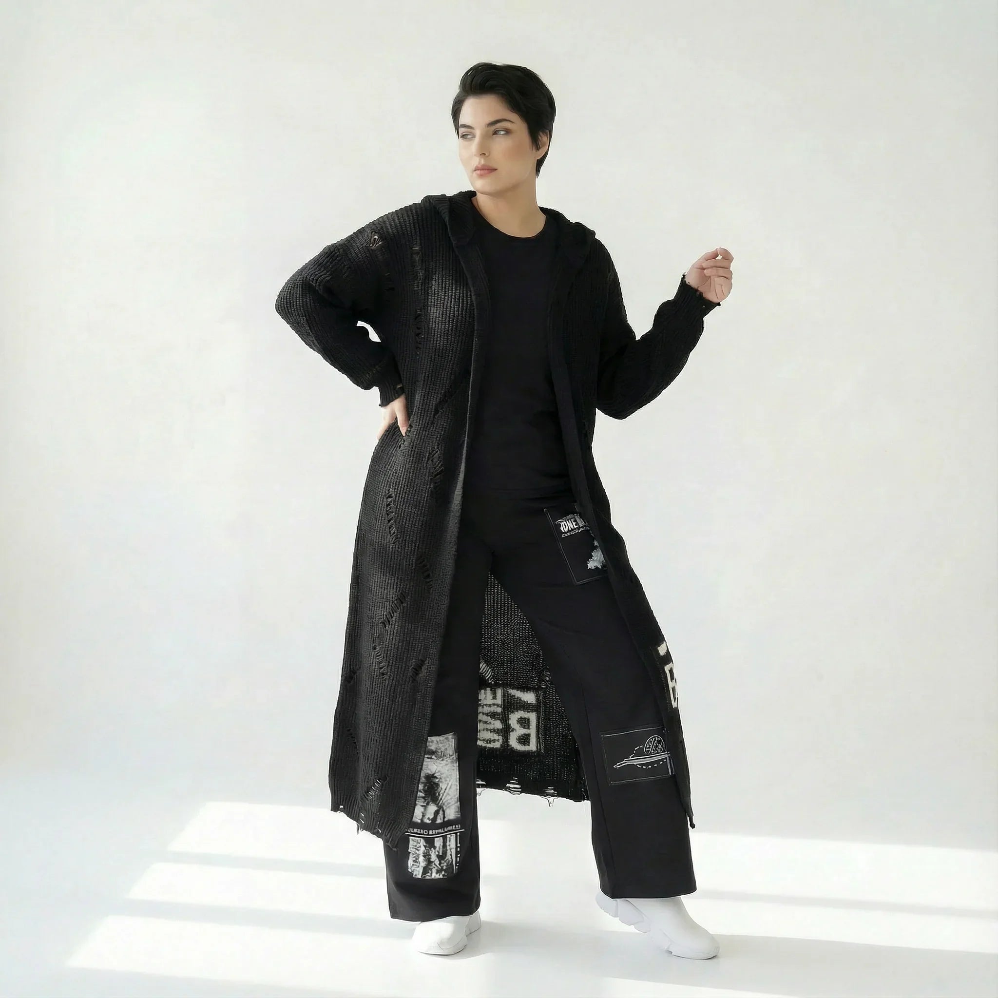 Oversize Grobstrick Cardigan mit Schrift Applikationen Übergang B One Damenmode jetzt bei Modeare entdecken