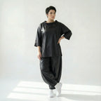 Oversize Ballonhose Lederimitat Soft Wash Look Damen Übergang Caraclan exklusiv bei Modeare Avantgarde Lagenlook