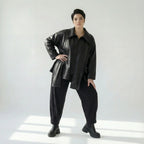 Oversize Übergangsjacke aus Lederimitat mit Zippern in Schwarz – Caraclan bei Modeare entdecken