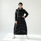 Ballonkleid aus Romanit Jersey mit Lederimitat-Streifen – weich & stretchig | Riberance bei Modeare entdecken