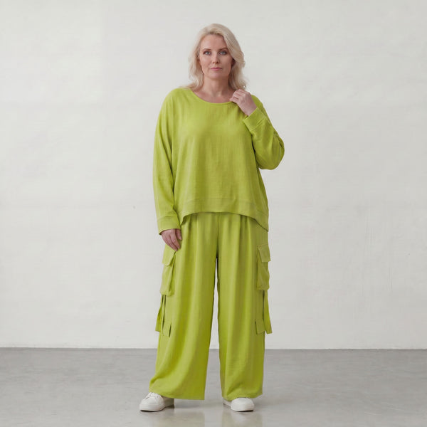 Apfelgrün Ballonhose im Lagenlook Oversize leger ausgefallen luftig zeitlos sommerlich