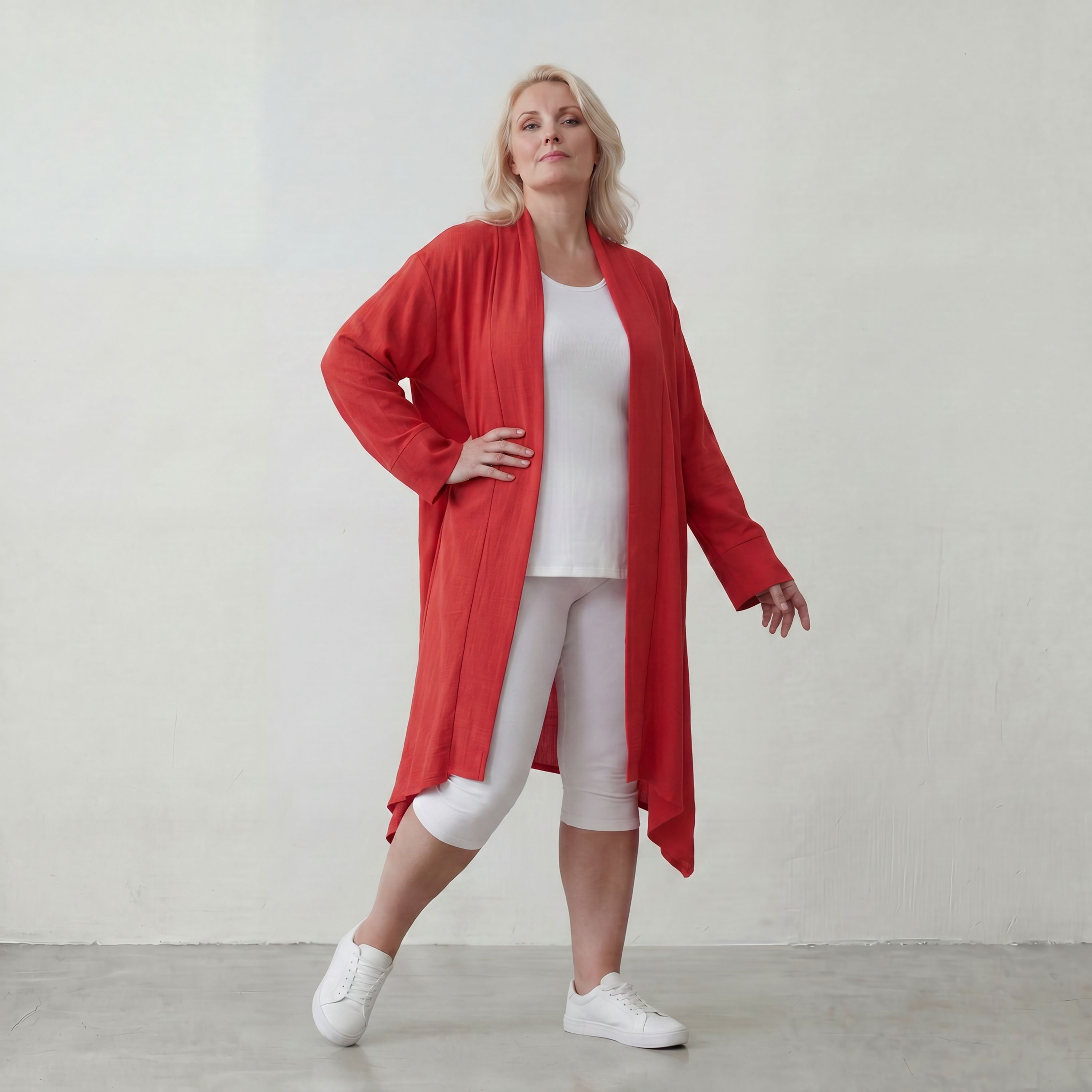 Fuchsia Leinen Cardigan im Lagenlook Oversize leger ausgefallen mit Zipfelsaum luftig 88