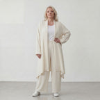 Leichter Cardigan in Leinenoptik Oversize Lagenlook zeitlos elegant Creme fliessend neu