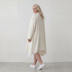 Leichter Cardigan in Leinenoptik Oversize Lagenlook zeitlos elegant Creme fliessend neu