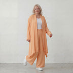 Fliessender Mauve Leinenlook Cardigan Oversize Lagenlook leger zeitlos elegant sommerlich