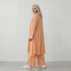 Fliessender Mauve Leinenlook Cardigan Oversize Lagenlook leger zeitlos elegant sommerlich