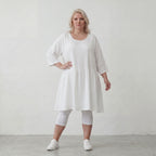 Weißes Leinenkleid im Lagenlook Oversize A Linie leger zeitlos mit Taschen luftig leicht