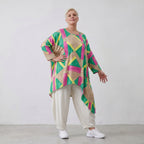 Kurzarmshirt aus weichem Viskosestretch mit asymmetrischem Saum in frischem Beige und Grün