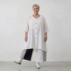Zeitlose Weiß Baumwolljacke im Lagenlook Oversize A Linie leger modern edel Stil Design