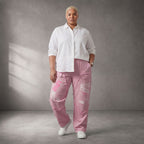 Damen Hose Lagenlook Baumwolle Rosa, Elastikbund, Oversize große Größen – Funky Diva