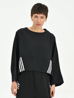  Les Mios Bluse in kastiger Form, aus Baumwolle, 7020, Schwarz, Schick, Modern, Bequem