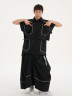  A-Form Bluse von Les Mios aus Baumwolle, 7027, Schwarz/Weiß, Schick, Modern, Bequem