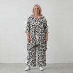 Ballonhose Weiß/Schwarz im Lagenlook leger Oversize weich fliessend zeitlos luftig chic