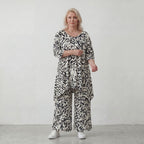 Zeitloses Viskoseshirt in Weiß/Schwarz leger Oversize A-Linie Lagenlook leicht fliessend