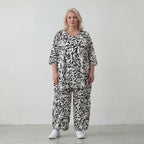 Ballonhose Weiß/Schwarz im Lagenlook leger Oversize weich fliessend zeitlos luftig chic