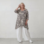 Zeitloses Viskoseshirt in Weiß/Schwarz leger Oversize A-Linie Lagenlook leicht fliessend