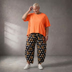 Kastiges Kurzarmshirt in leuchtendem Neonorange mit Rundhalsausschnitt und Ösenbanddetail