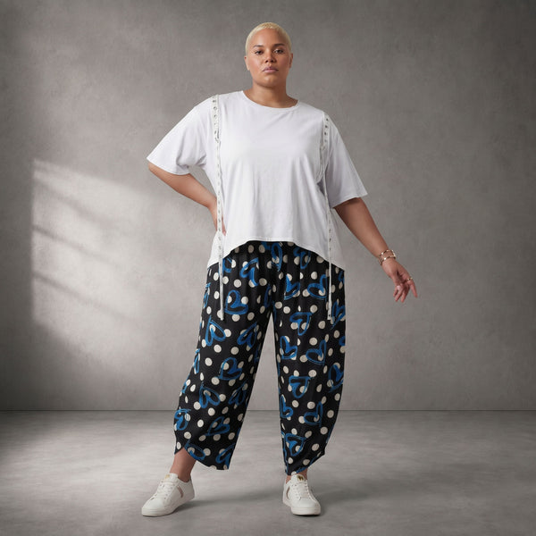 Damen Shirt Lagenlook Baumwolle Weiss, kastiger Schnitt, Kurzarm, Ösenband, Oversize große Größen – Funky Diva