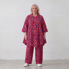 Damen Hose Lagenlook Baumwolle Fuchsia/Marine, Flügeltaschen, Oversize große Größen – AKH Fashion