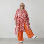 Damen Shirt Lagenlook Baumwolle Rose/Rot, A-Form, Volant, Oversize große Größen – AKH Fashion