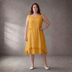 Leichte Tunika Gelb fliessend im Lagenlook Oversize A-Linie mit Taschen sehr luftig chic