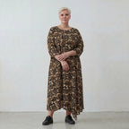 Luftiges Ballon Kleid im zeitlos ausgefallenen Lagenlook aus feiner Viskose Popeline, Schwarz/Sand/Beige