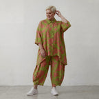 Damen Hose Lagenlook Viskose, Ballonschnitt, Punkte, Flügeltaschen, Oversize große Größen – AKH Fashion