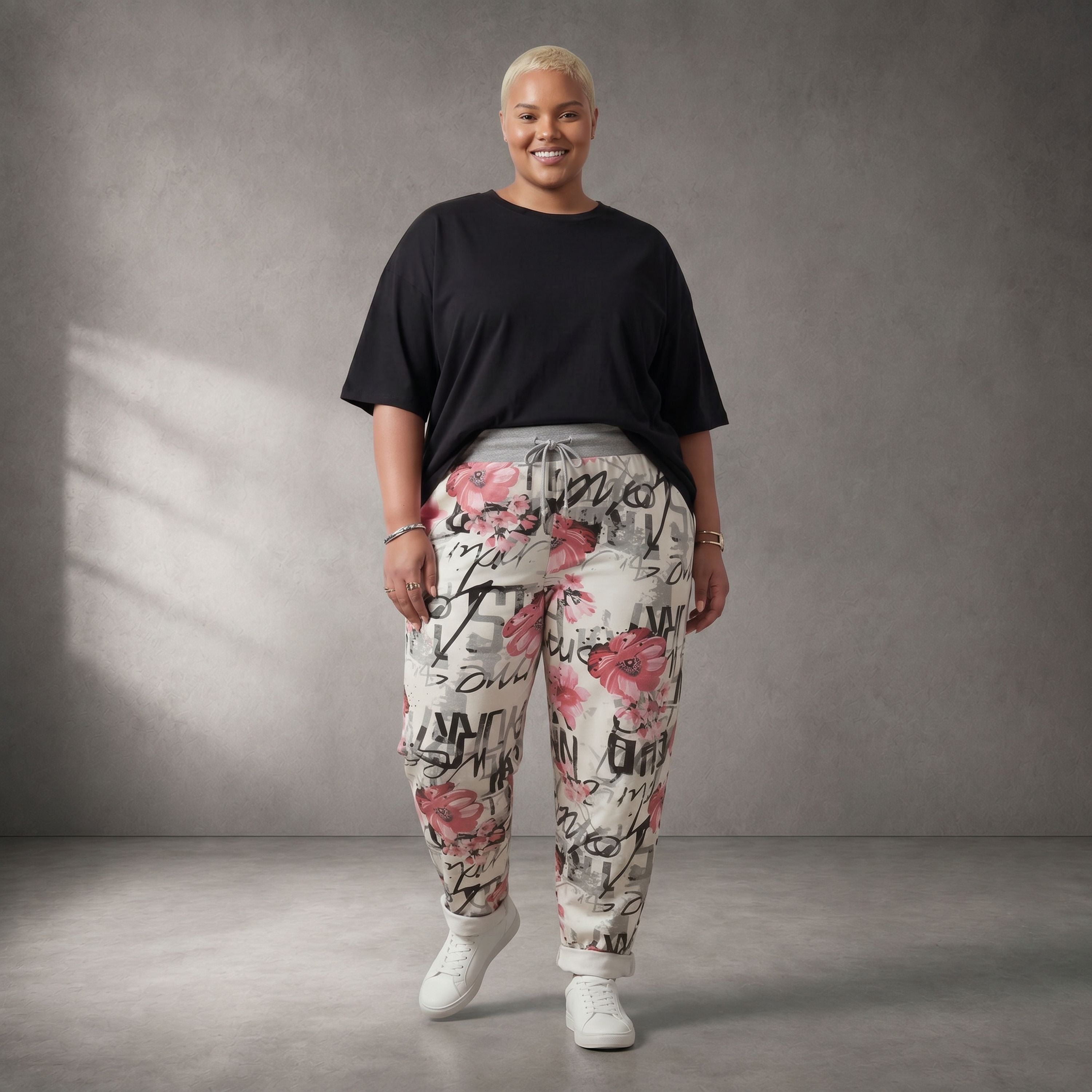 Mehrfarbig fliessende Karottenhose im Lagenlook weich elastisch leger zeitlos sehr modern