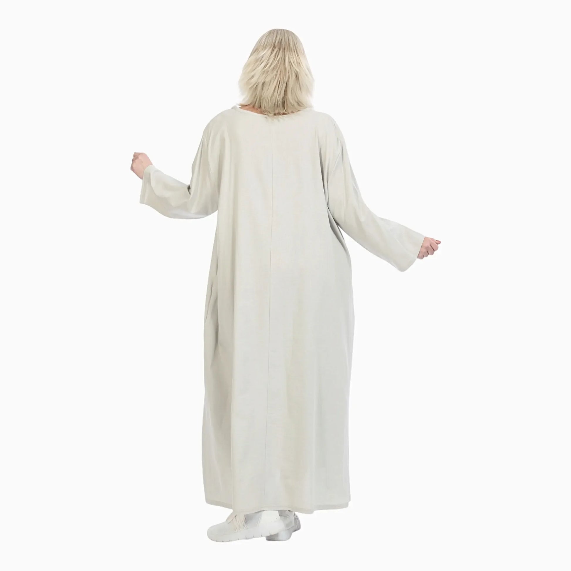  A-Form Oversize Kleid in elegantem Grau mit Rundhalsausschnitt und praktischen Taschen