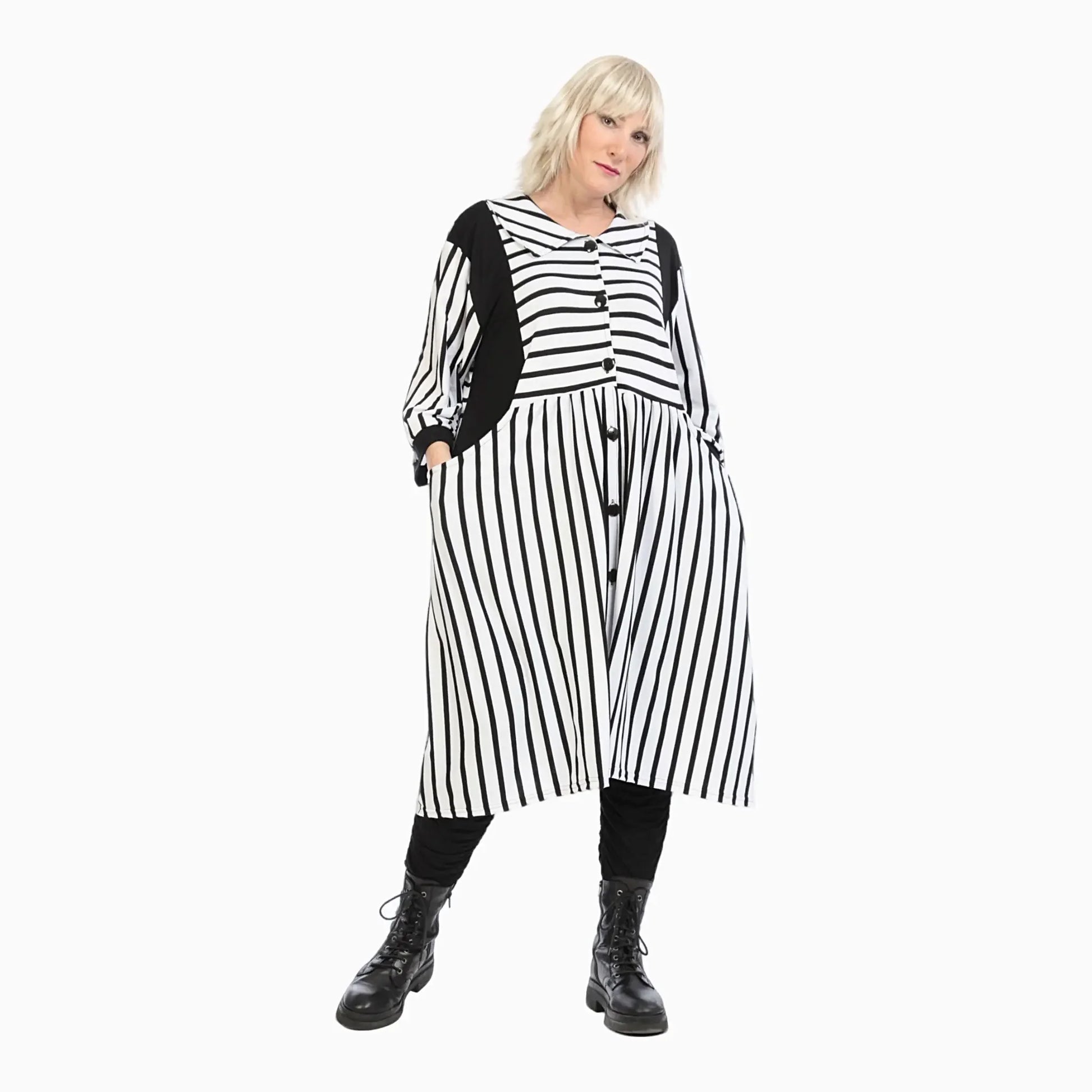  A-Form Bluse von AKH Fashion aus Viskose, 1232.06899, Schwarz-Weiß, Unifarben, Ausgefallen