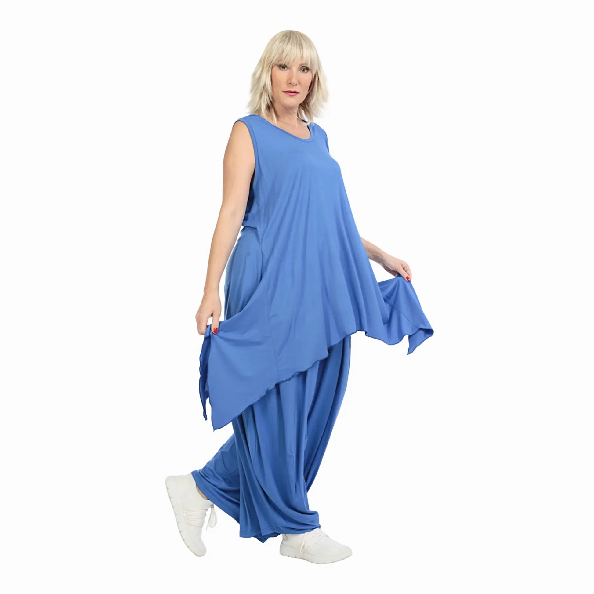  Zipfel Top von AKH Fashion aus Viskose, 1233.01975, Royal Blau, Unifarben, Schick, Modern