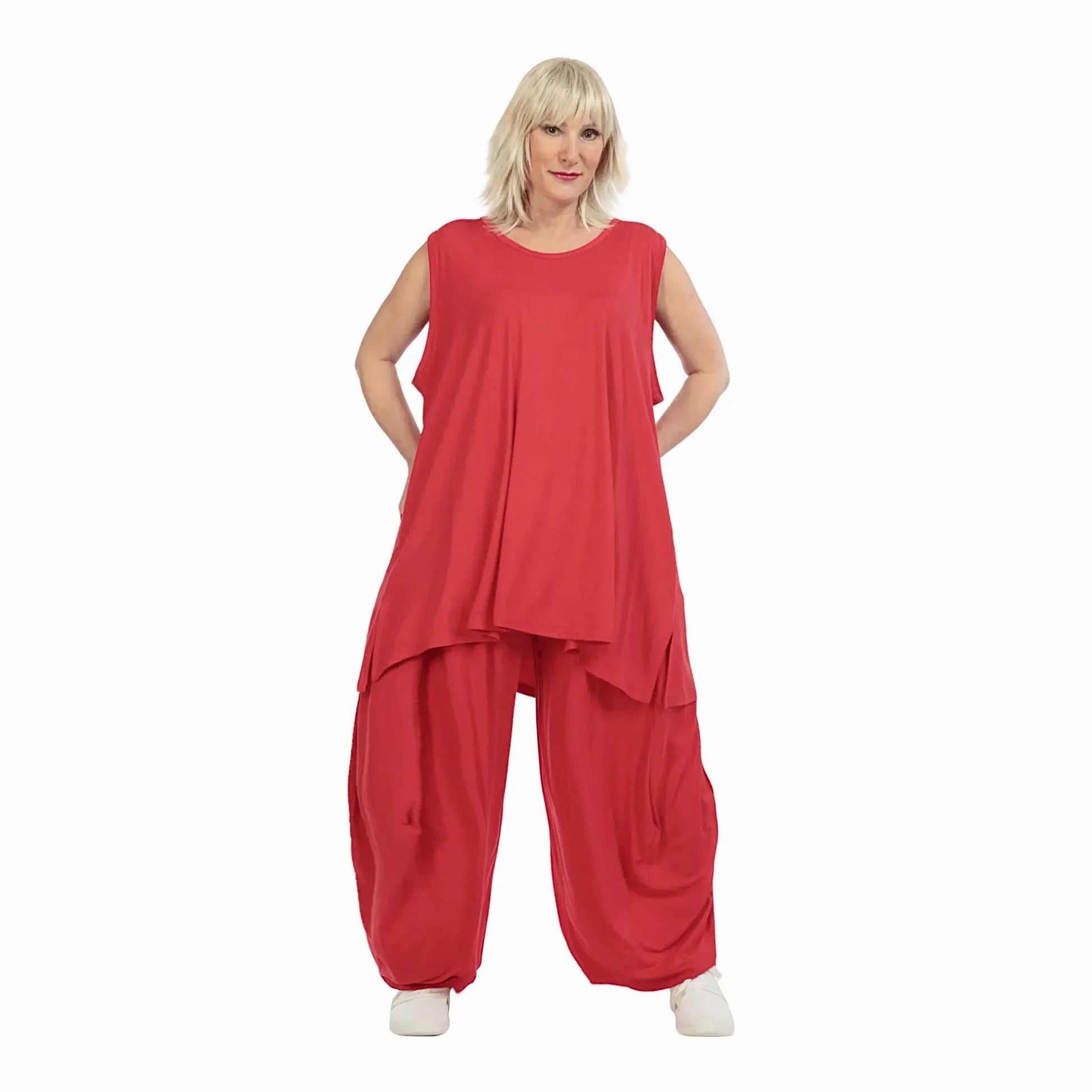  Top von AKH Fashion aus Viskose in gerader Form, 1233.06675, Rot, Unifarben, Ausgefallen