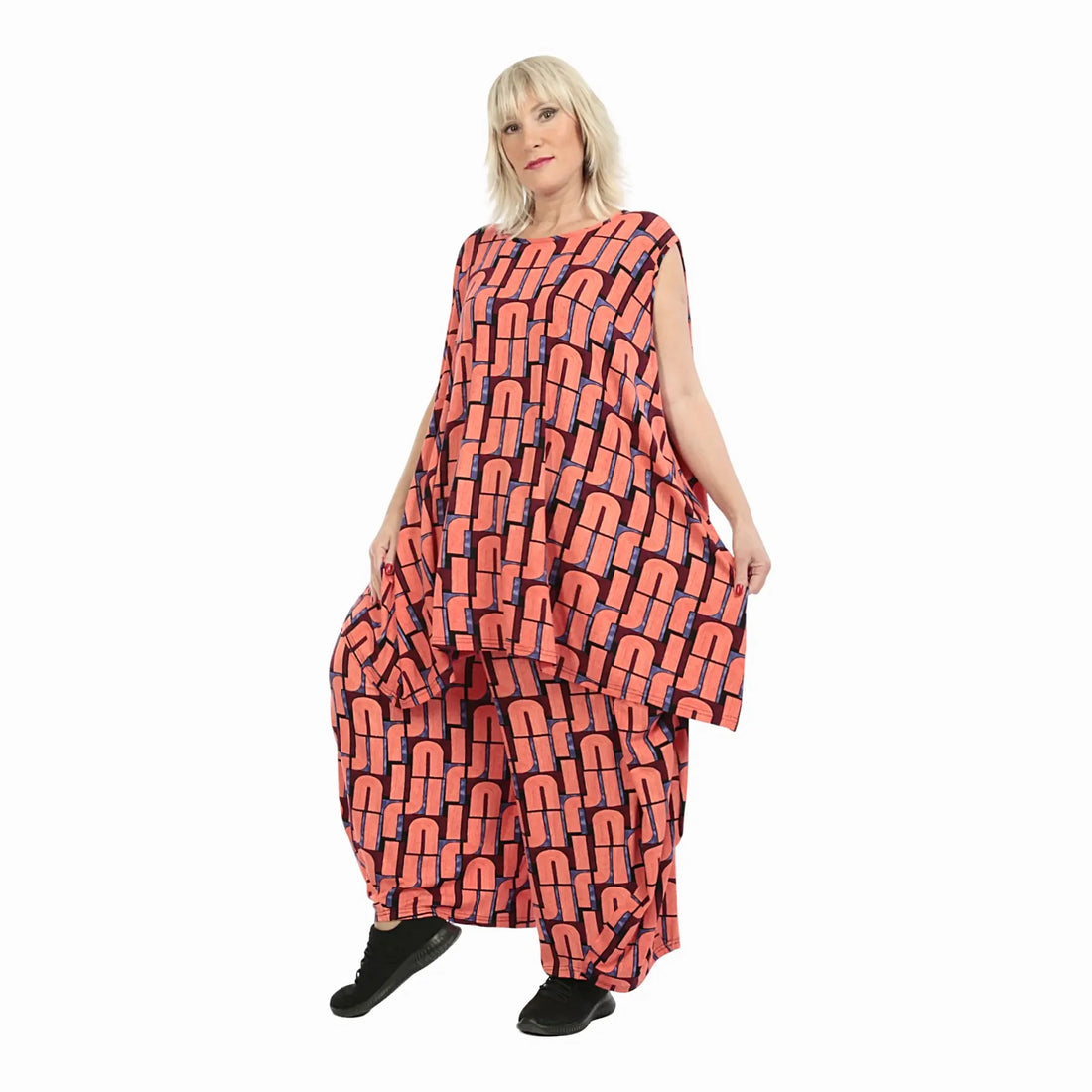  A-Form Tunika von AKH Fashion aus Viskose, 1236.02500, Orange, Buchstaben, Schick, Modern