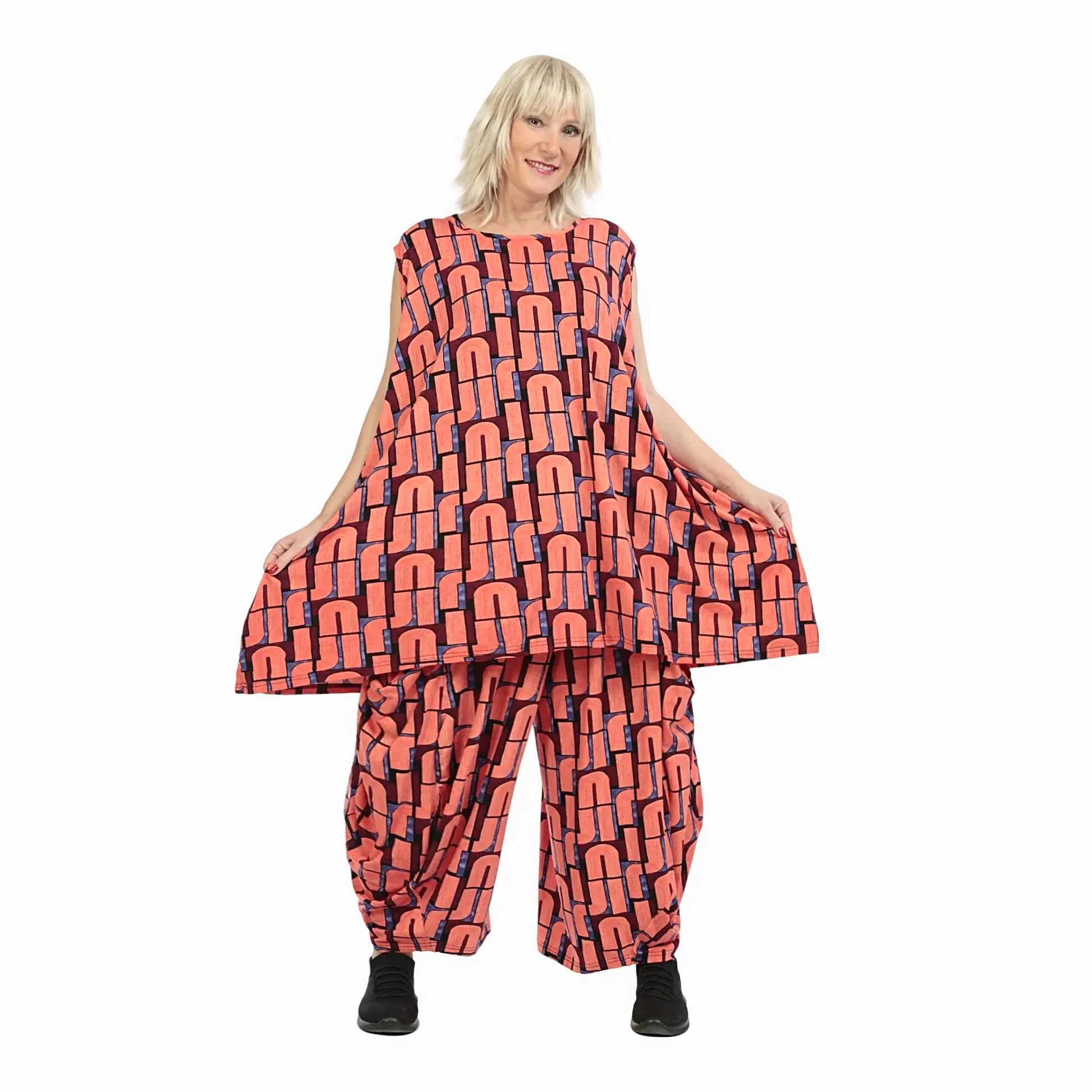  A-Form Tunika von AKH Fashion aus Viskose, 1236.02500, Orange, Buchstaben, Schick, Modern