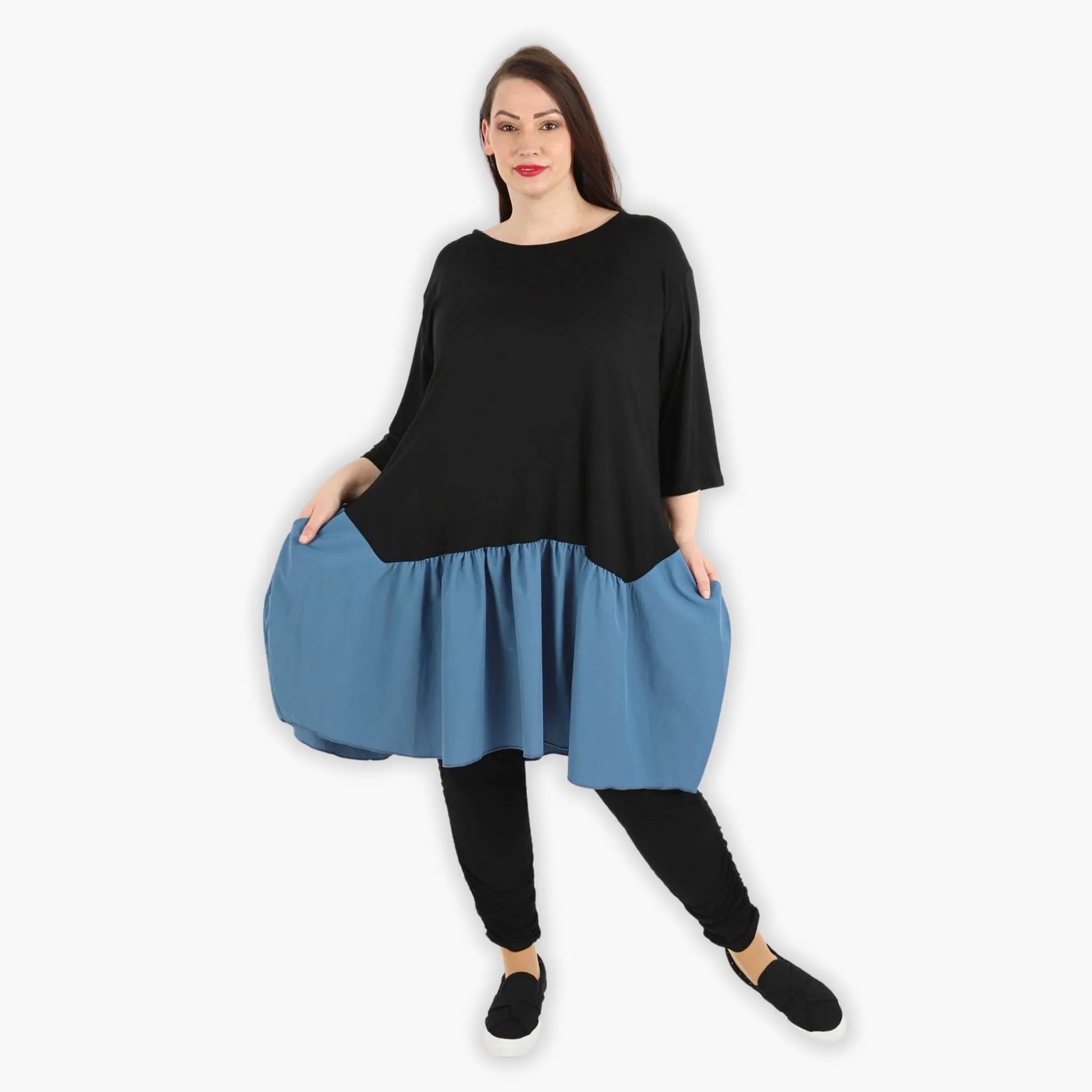  Ballon Tunika von AKH Fashion aus Viskose, 1284.06931, Schwarz-Azurblau, Schick, Modern