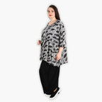  A-Form Bigshirt von AKH Fashion aus Viskose, 1287.00593, Schwarz-Weiß, Blumen, Schick