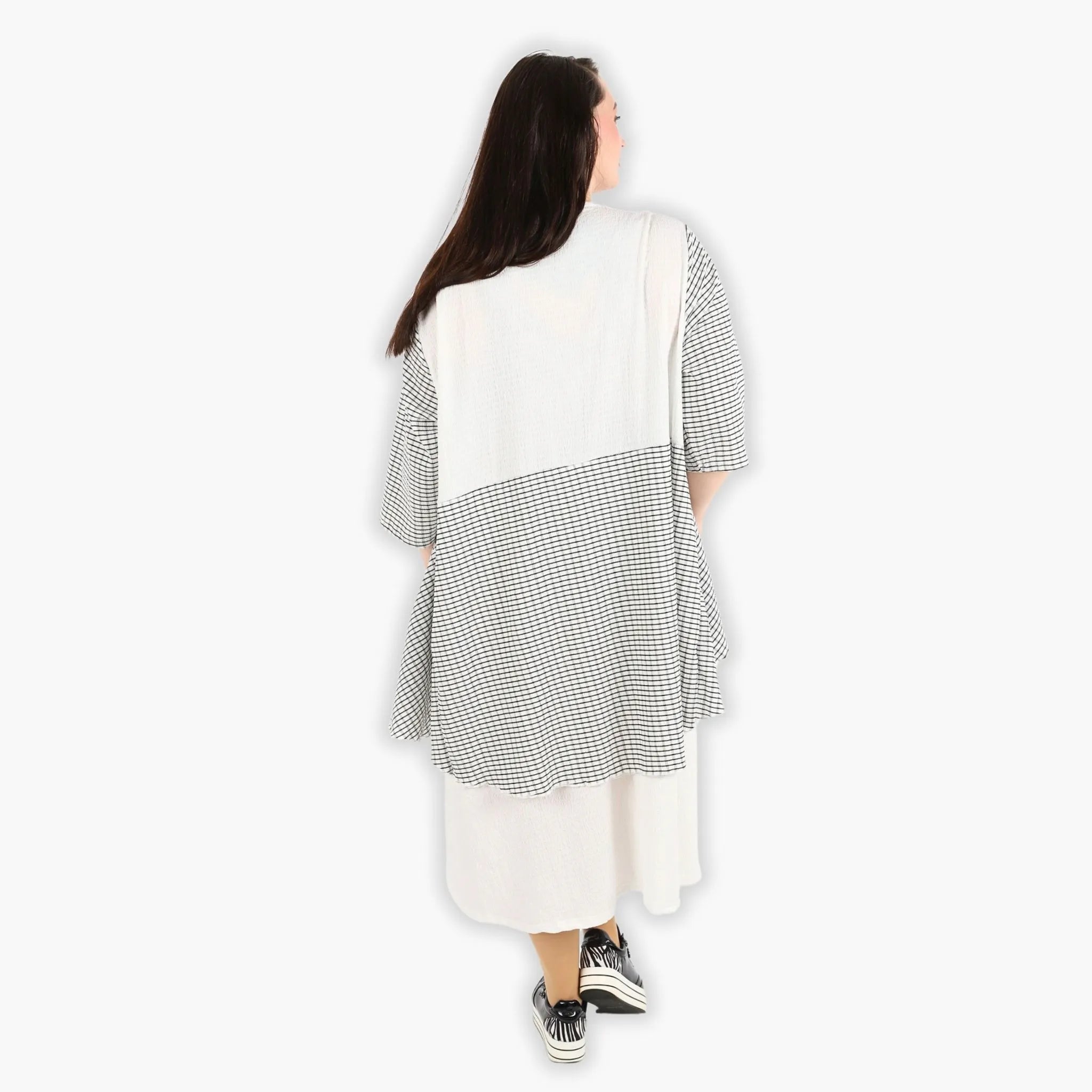  A-Form Kleid von AKH Fashion aus Viskose, 1288.06734, Weiß-Schwarz, Kariert, Schick