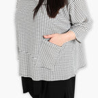  AKH Fashion Bigshirt in kastiger Form, aus Viskose, 1288.06932, Weiß-Schwarz, Kariert