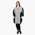  AKH Fashion Jacke in gerundeter Form, aus Viskose, 1288.06933, Schwarz-Weiß, Kariert