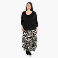  Ballonrock von AKH Fashion aus Viskose, 1290.07559, Schwarz-Ecru, Abstrakt, Schick