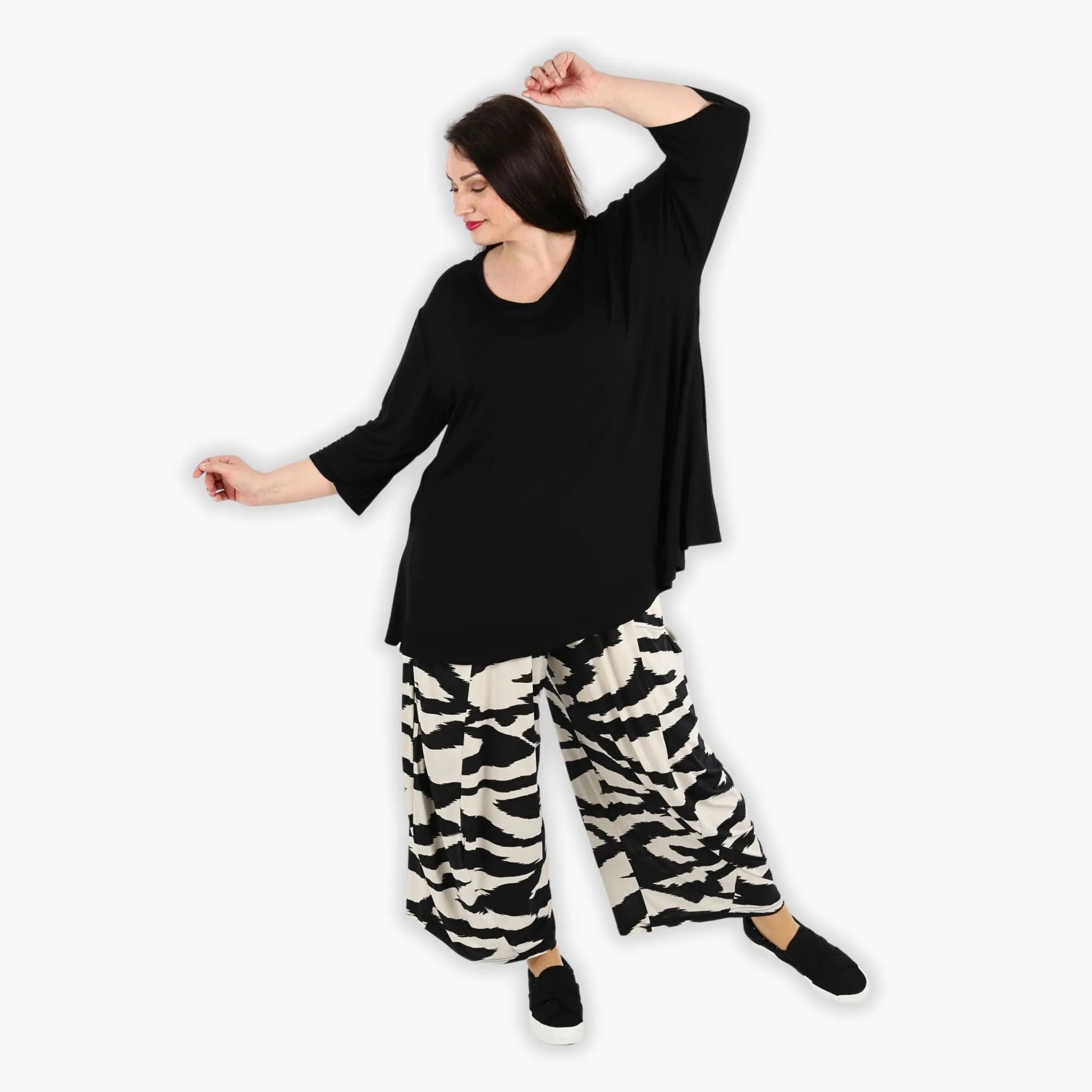  Ballonhose von AKH Fashion aus Viskose, 1291.08069, Ecru-Schwarz, Zebra, Schick, Modern